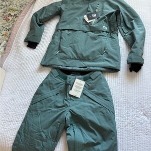 Outdoor Research Teal Snow Jacket and pants